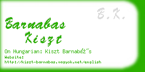 barnabas kiszt business card